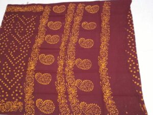 Red Colour Hand-wax batik printed Sungudi cotton sarees