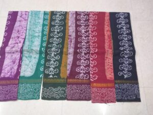 Double-side Zari border hand-wax print sungudi cotton sarees