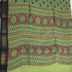 One side zari-border hand-printed Sungudi cotton saree