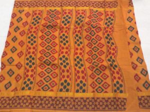 Double Side Printed Zari Borders With Hand-Printed Fancy Designs On Sungudi Cotton Sarees