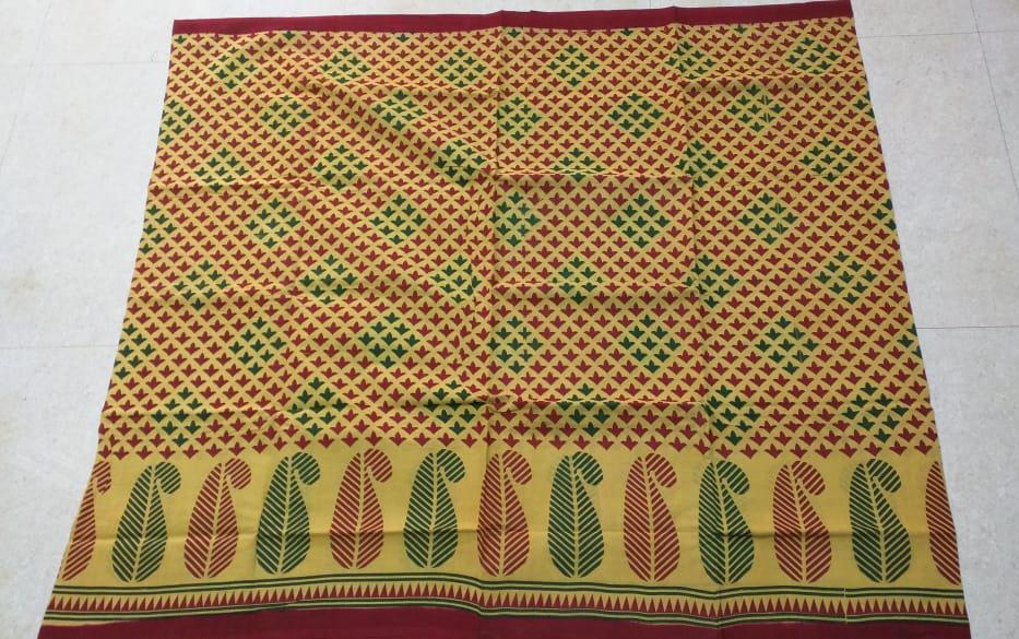 Chinnalapatti Hand-printed daily wear Sungudi cotton saree - Native Things