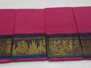 Zari checks with double side Zari border Sungudi cotton sarees, Pink