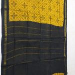 Hand-printed kanji cotton sarees with double side zari borders - Image 2