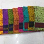 Hand-printed kanji cotton sarees with double side zari borders