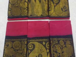 Wide border plain sungudi cotton sarees with zari border on both sides, Violet