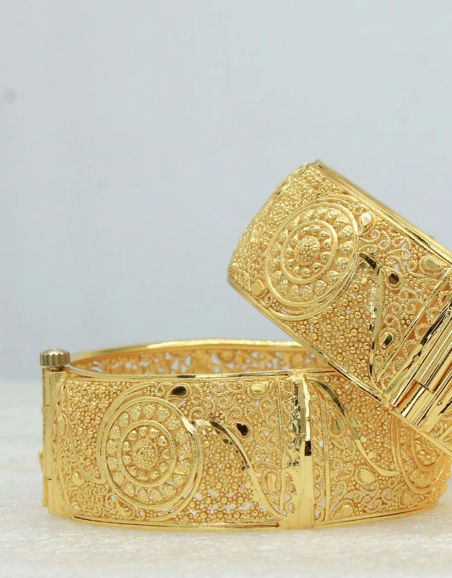Chidambaram Covering Gold Plated heart dotted kada bangles - Native Things