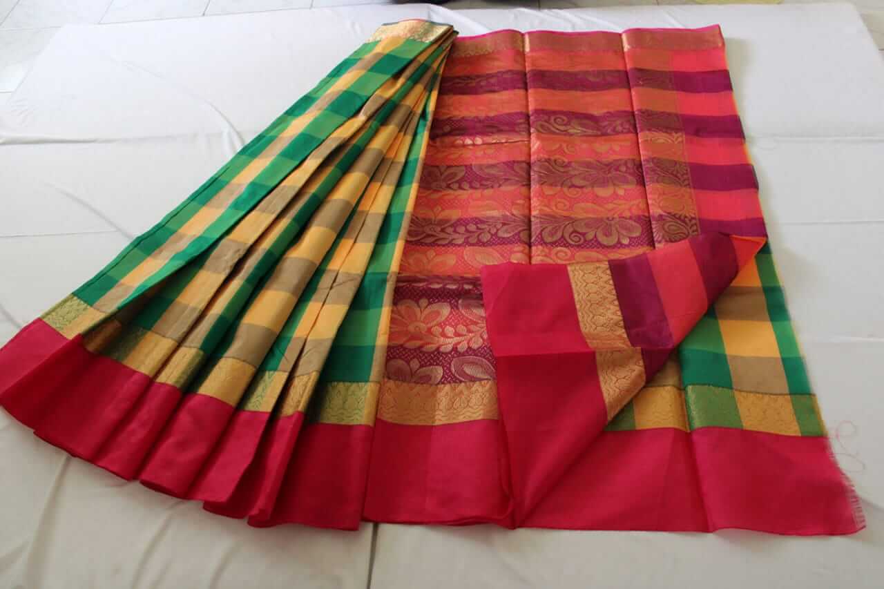 Coimbatore Kora Cotton Saree With Blouse Piece - Native Things