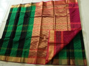 Coimbatore Kora Cotton Saree With Blouse Piece (Multi-Coloured)