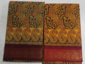 One side zari border hand-printed sungudi sarees