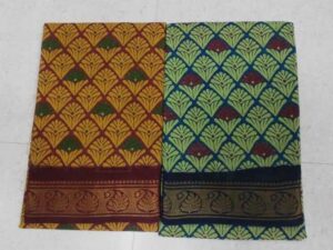 One side zari border hand-printed sungudi sarees