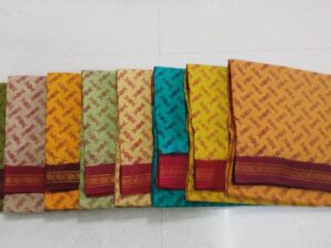 Double side zari border Sungudi cotton sarees, 9.2 yards
