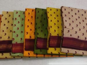 Double side zari border Sungudi cotton sarees, 9.2 yards