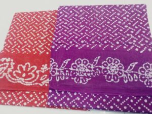 Hand-wax batik print  Sungudi cotton sarees
