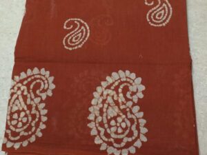 Hand-wax batik print Sungudi cotton sarees, Brown