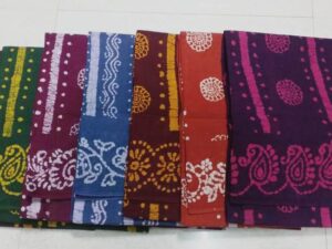 Hand-wax batik print  Sungudi cotton sarees