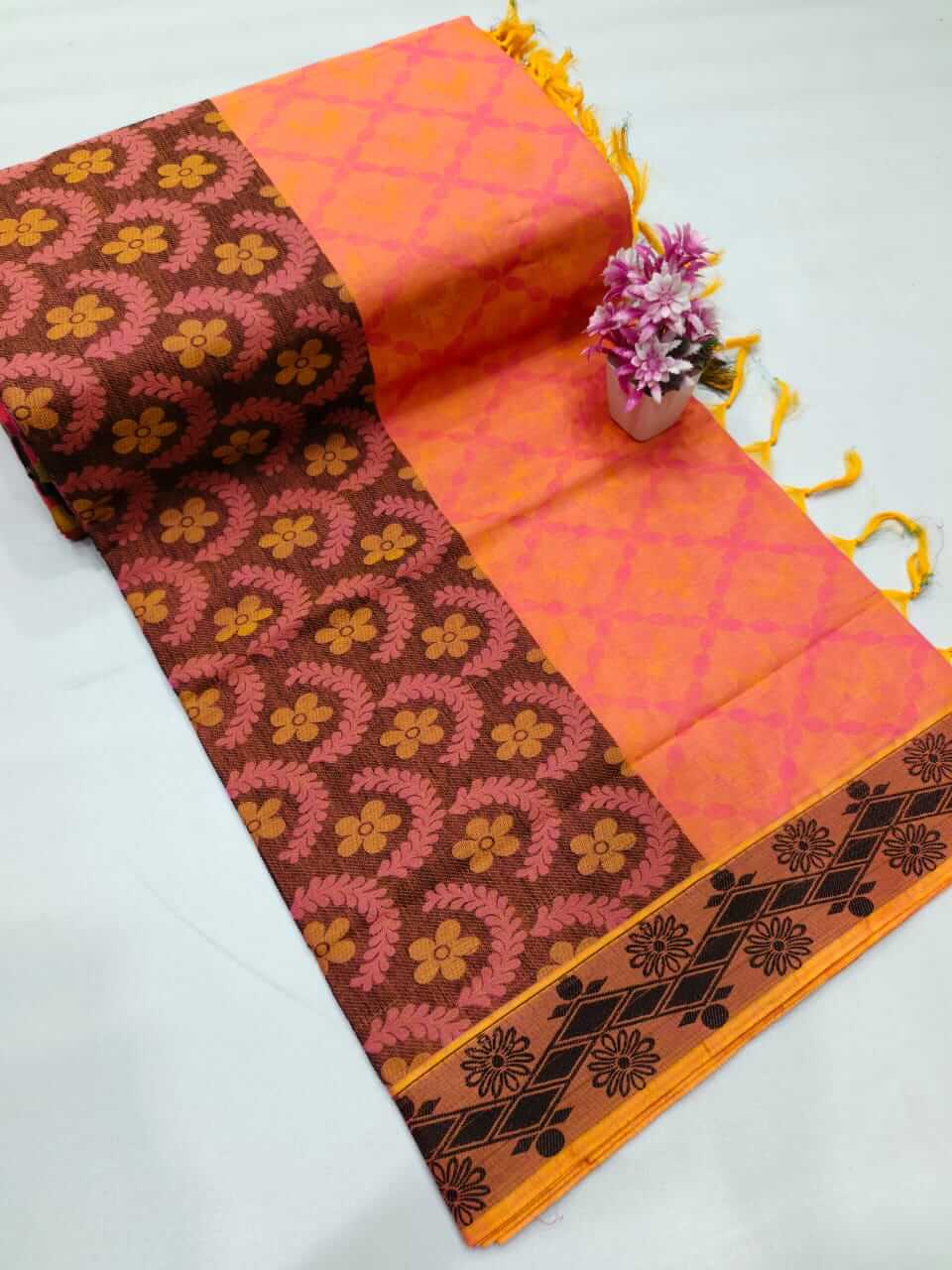 Black wholesale cotton sarees in jaipur | Kiran's Boutique