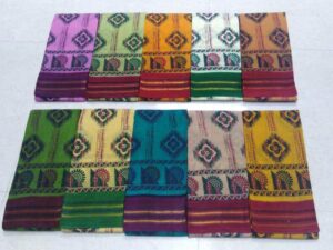Double side thread-zari border hand-dyeing hand-printed Sungudi cotton sarees