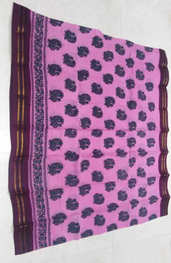 Double side thread-zari border hand-dyeing hand-printed Sungudi cotton sarees - Image 2