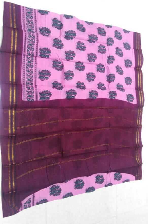 Double side thread-zari border hand-dyeing hand-printed Sungudi cotton sarees - Image 3