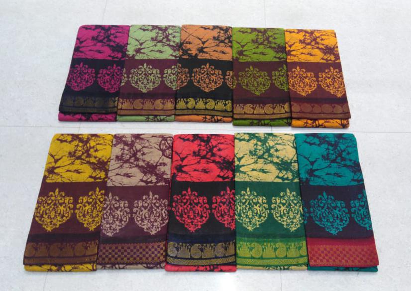 Double side zari border fancy hand-dyeing Hand-printed Sungudi cotton sarees