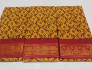 One side zari border hand-printed sungudi sarees
