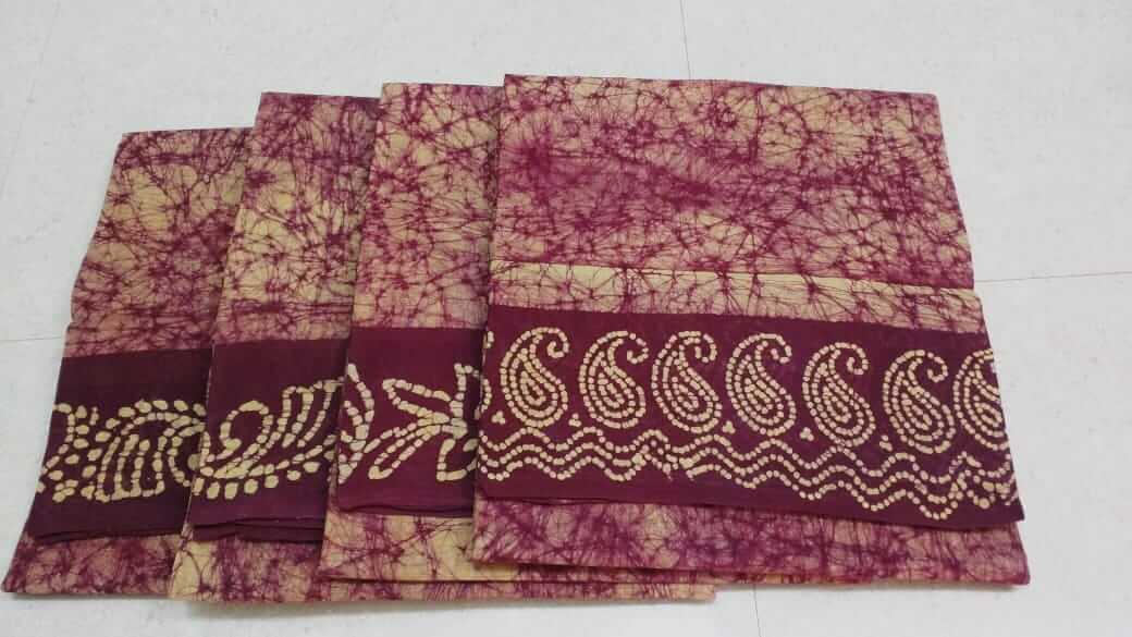 Hand-wax crack batik print on Sungudi cotton sarees