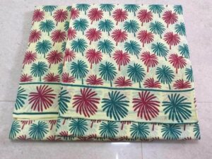 Hand-dyeing & hand-printed Sungudi cotton sarees
