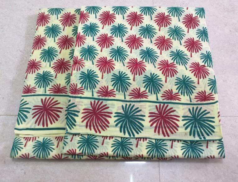 Hand-dyeing & hand-printed Sungudi cotton sarees
