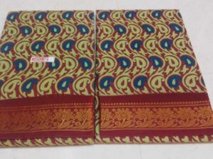 One side zari border hand-printed sungudi sarees