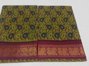 One side zari border hand-printed sungudi sarees
