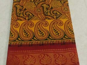 One side zari border hand-printed sungudi sarees