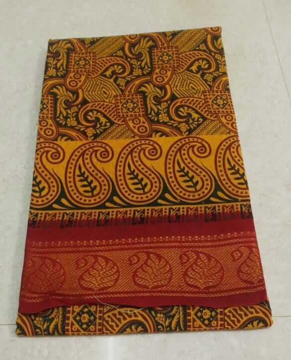 One side zari border hand-printed sungudi sarees
