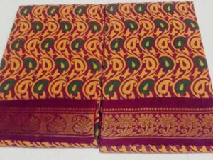 One side zari border hand-printed sungudi sarees