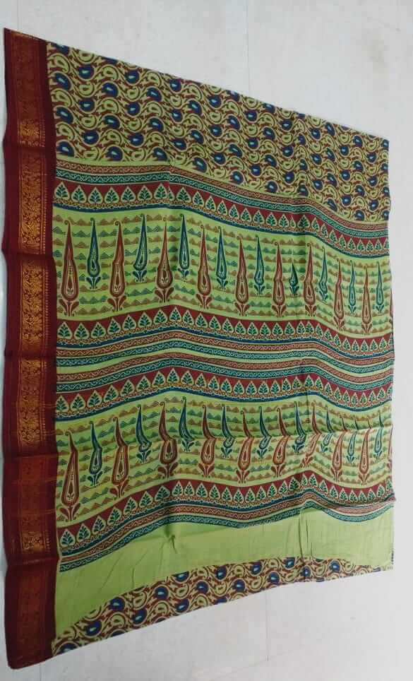 One side zari border hand-printed sungudi sarees - Image 2
