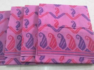 Hand-dyeing & hand-printed Sungudi cotton sarees, Pink