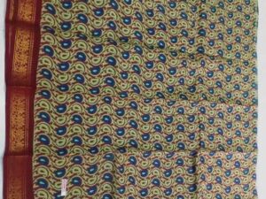 One side zari border hand-printed sungudi sarees