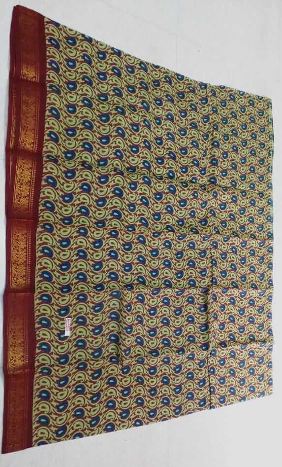 One side zari border hand-printed sungudi sarees
