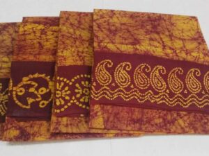 Hand-wax crack batik print on Sungudi cotton sarees