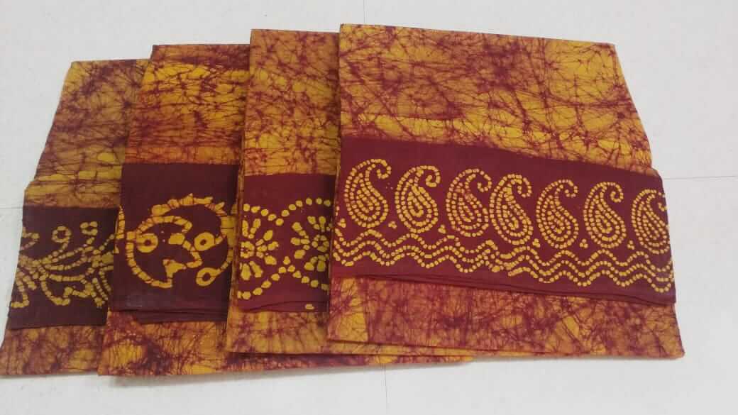 Hand-wax crack batik print on Sungudi cotton sarees