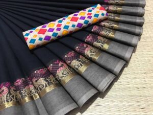 Jakkampatti 80 Count pure Chettinad Cotton Sarees, Black