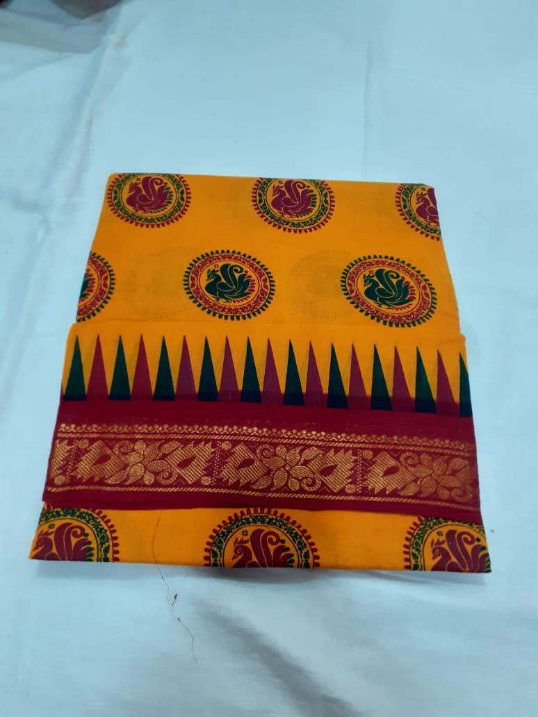 Chinnalapatti Sungudi One side zari border fancy print cotton sarees ...