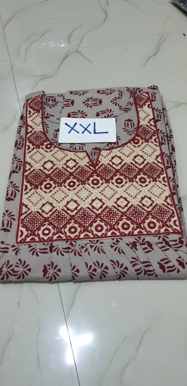 Dhalavaipuram Women's Designer embroidery Mirror work Cotton Nighty