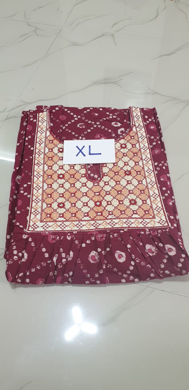 Dhalavaipuram Women's Designer embroidery Mirror work Cotton Nighty - Image 3