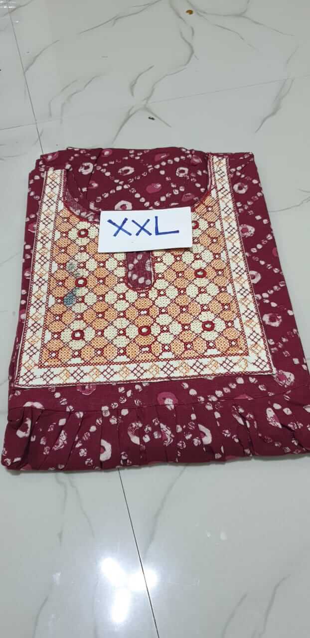 Dhalavaipuram Women's Designer embroidery Mirror work Cotton Nighty