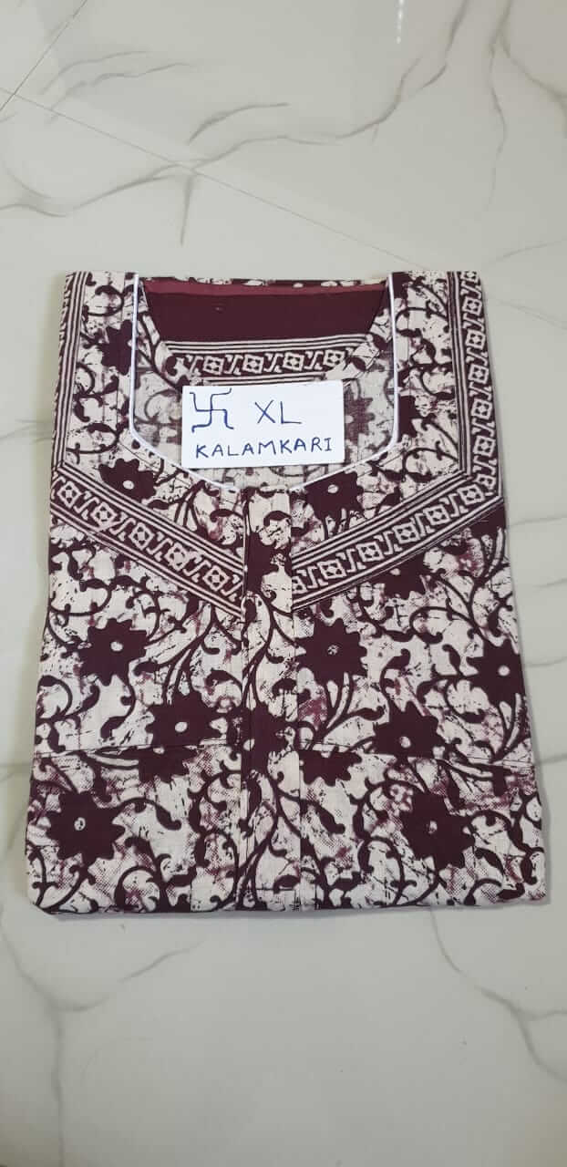 Dhalavaipuram Women's Swasthik Kalamkari Cotton Nighty