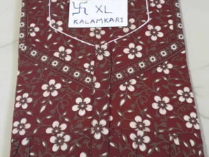 Dhalavaipuram Women's Swasthik Kalamkari Cotton Nighty