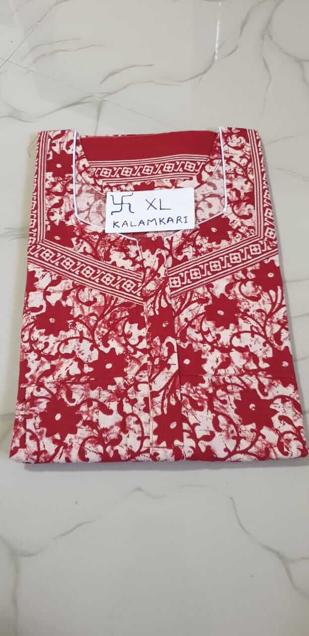 Dhalavaipuram Women's Swasthik Kalamkari Cotton Nighty