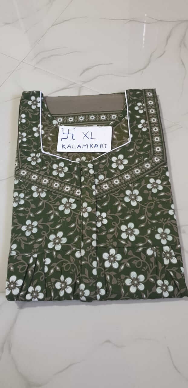 Dhalavaipuram Women's Swasthik Kalamkari Cotton Nighty
