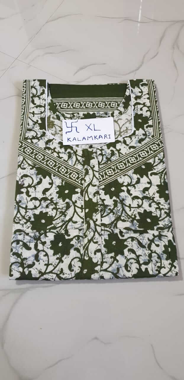 Dhalavaipuram Women's Swasthik Kalamkari Cotton Nighty