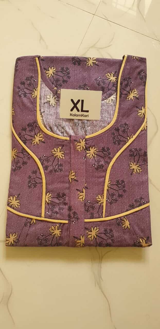 Dhalavaipuram Women's Swasthik Kalamkari Cotton Nighty